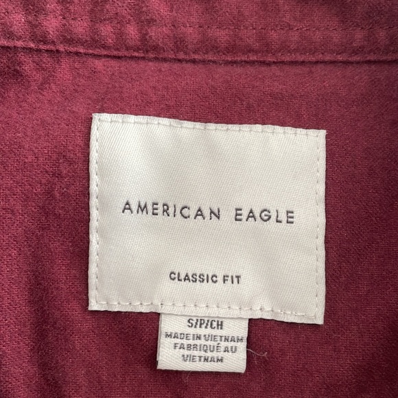 American Eagle outfitters burgundy red collared button up button down shirt sz S - Picture 4 of 17